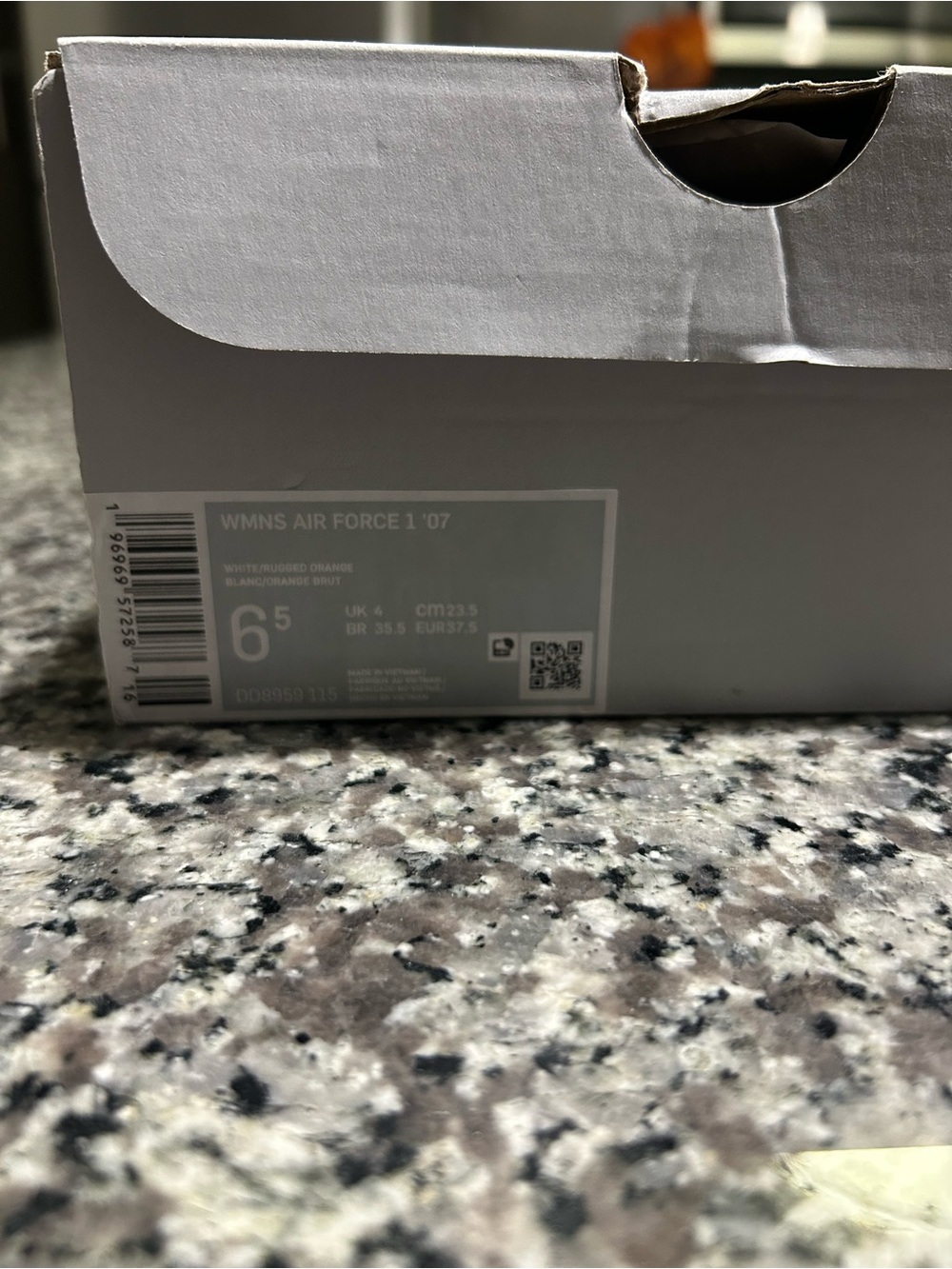 Nike Shoe Box in White with Gray Label